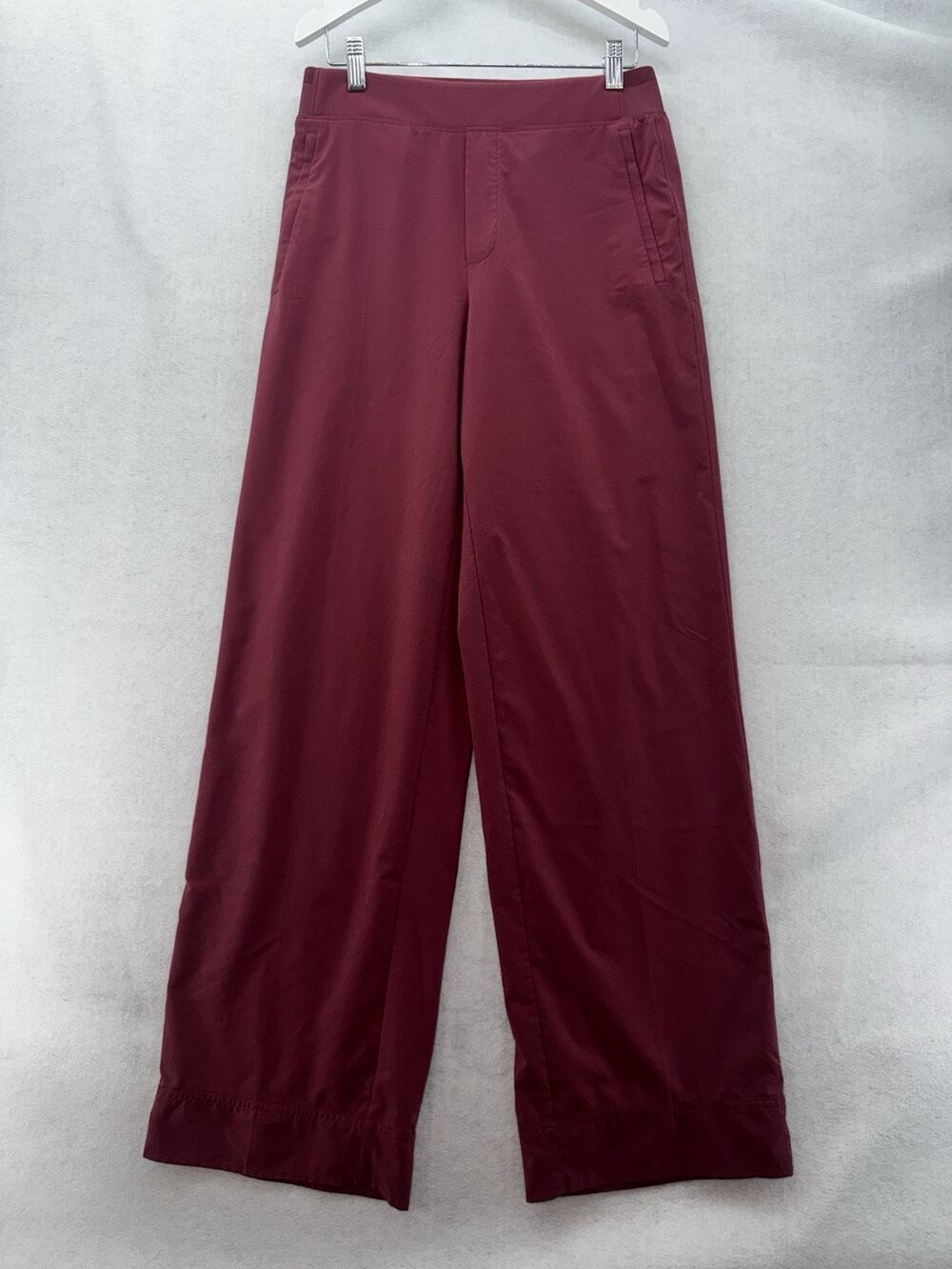 EUC Athleta Brooklyn Heights High Rise Wide Trouser Pants Berry Rose Size 4